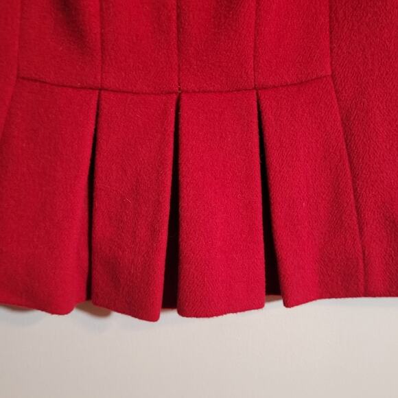 Ann Taylor Red Wool Rabbit Hair Skirt 6P Petite Career Ruffle Hem Office Siren - Picture 4 of 9